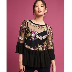 NWT Anthropologie ornate embroidery top sz XL